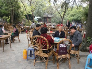 Tea and mahjong in the park