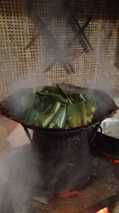 chicken wraps being steamed