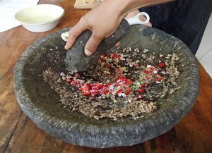 grinding the spices