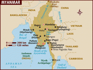 Map of Myanmar Image courtesy of www.greece-map.net