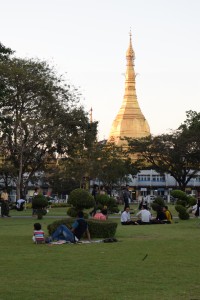 Park with Sule Pagoda in the background