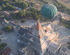 Temples of Bagan, Myanmar from a hot air balloon