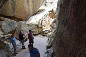 Viewing the petroglyphs from a platform.