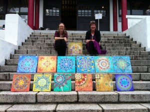 Organisers Katie and Claire with the group's finished mandalas