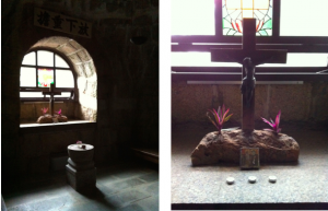 Small alter in the tiny crypt under the little church